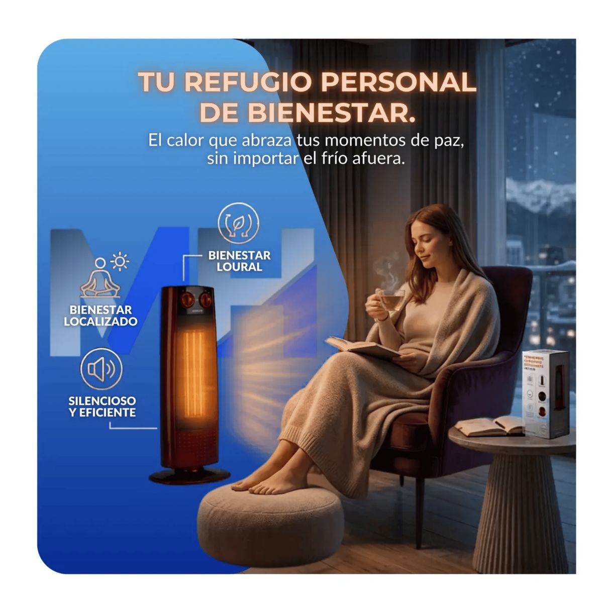 AIROLITE - Termoventilador Ceramico Oscilante 2000w Calefaccion Rapida