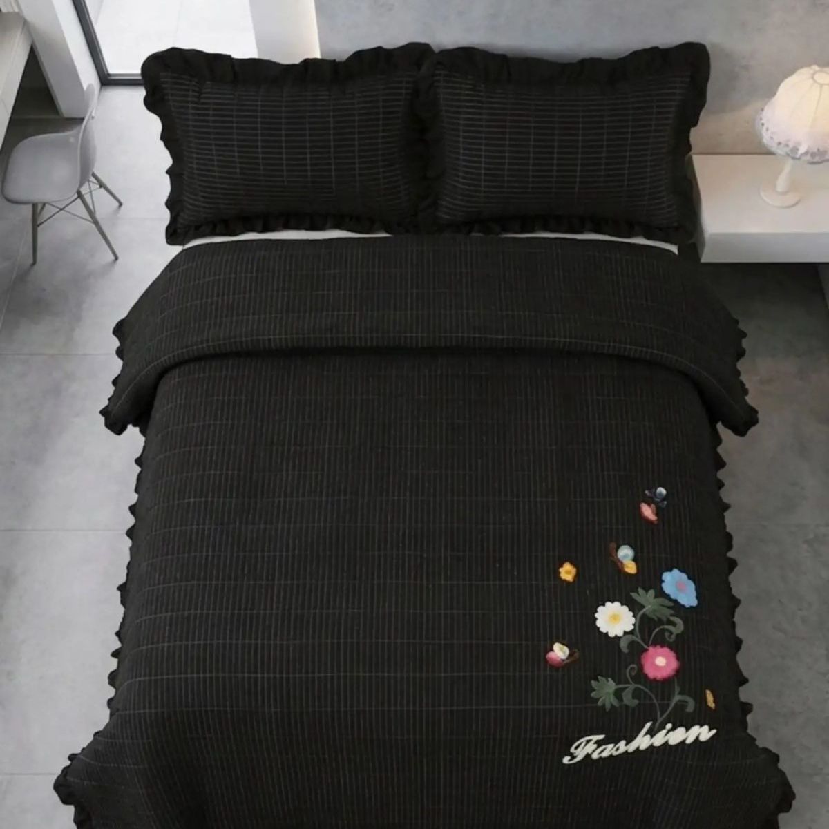 GENERICO - Cubrecama Quilt Verano Estampado Floral con Bobos 2 Plazas