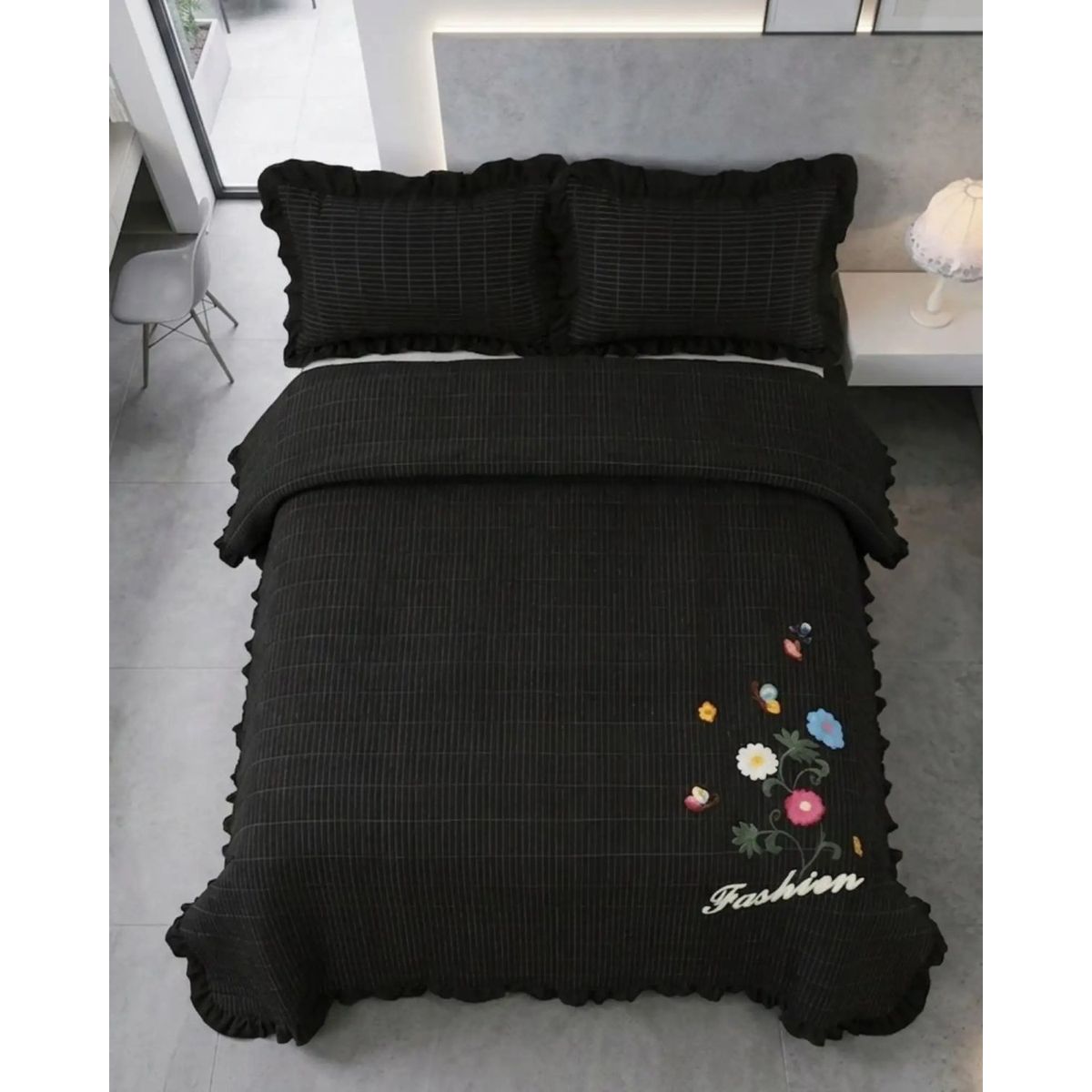 GENERICO - Cubrecama Quilt Verano Estampado Floral con Bobos 2 Plazas