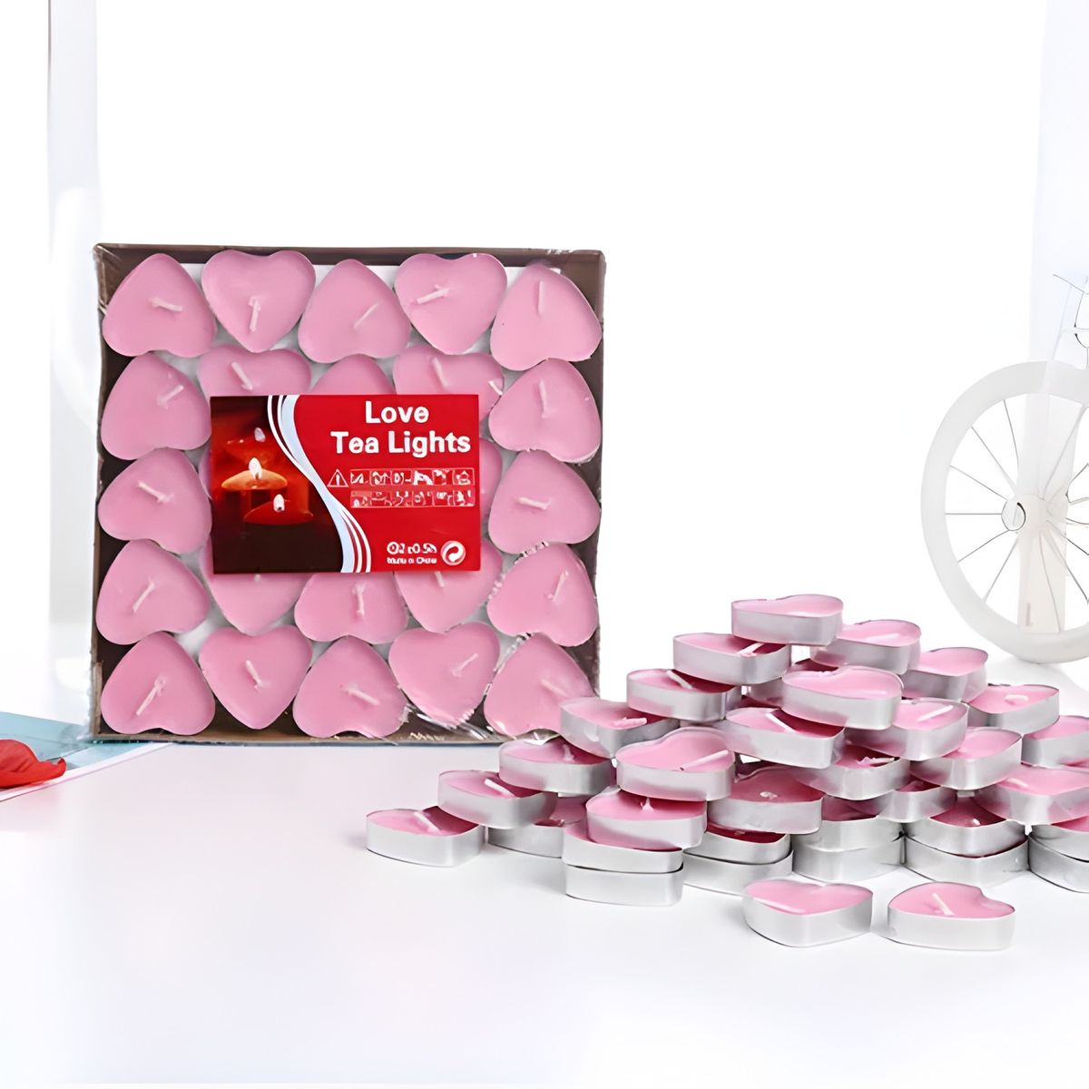 GENERICO - Velas flotantes corazón pack 50 unidades rosa