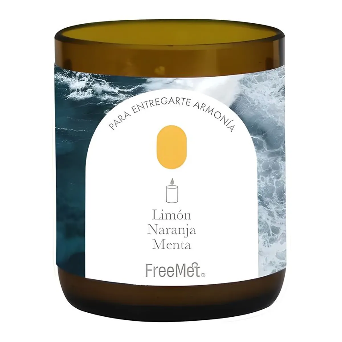 GENERICO - Vela aromática soya menta naranja ámbar limón