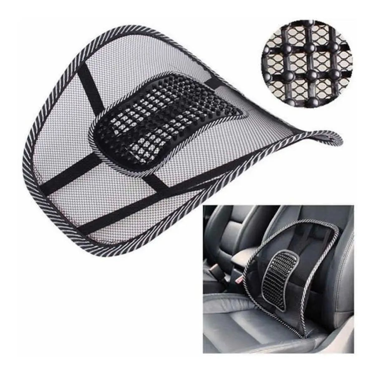 GENERICO - Soporte lumbar ergonómico para Asiento Automóvil en Negro