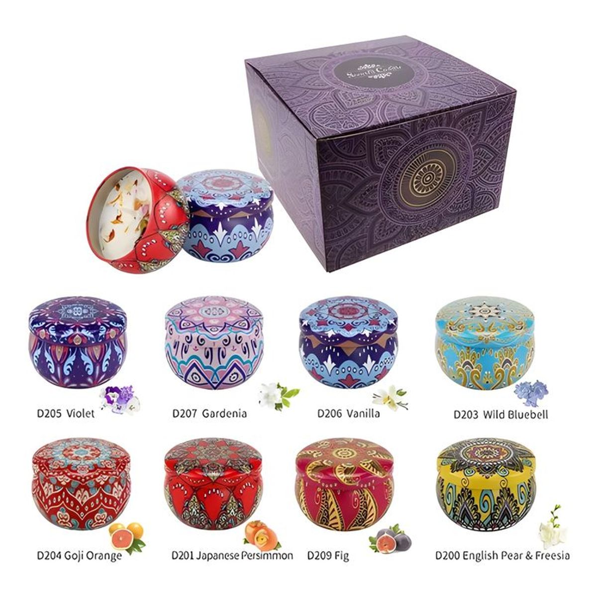 GENERICO - Vela aromática con pétalos pack 8 unidades