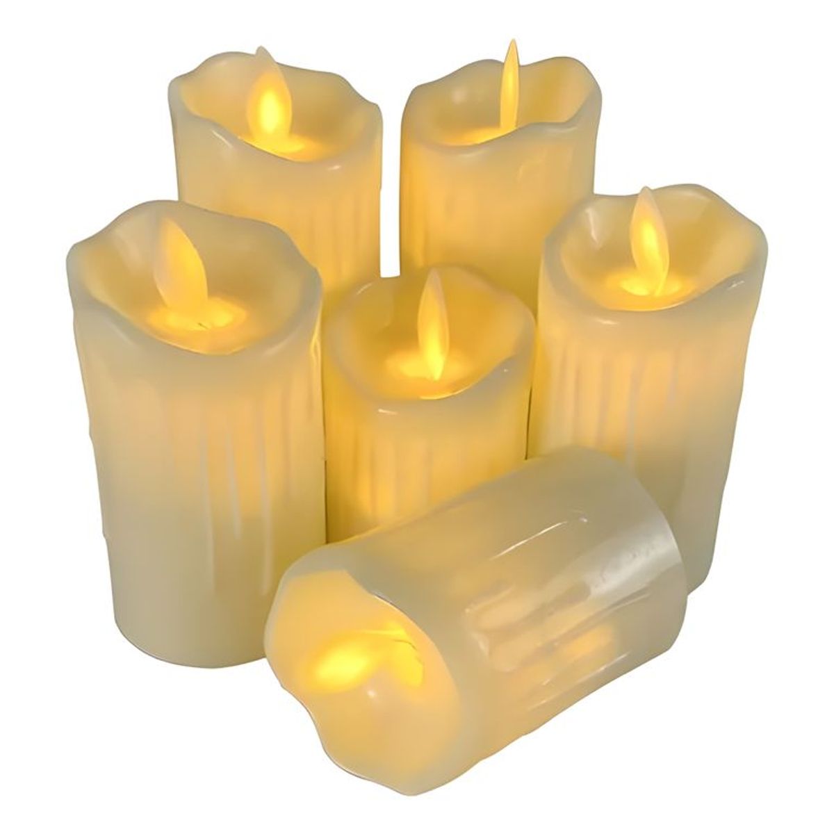 GENERICO - Pack 6 velas LED luz cálida 5x7 cm