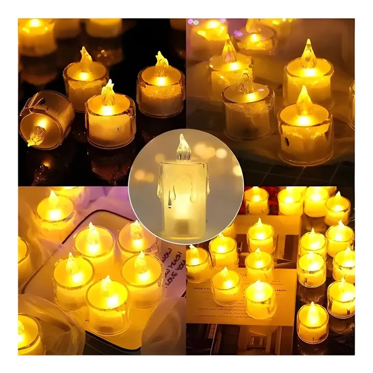 GENERICO - Pack 24 velas LED efecto llama 8 cm 2