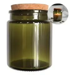 GENERICO - 12 frascos porta vela vidrio corcho 200 ml