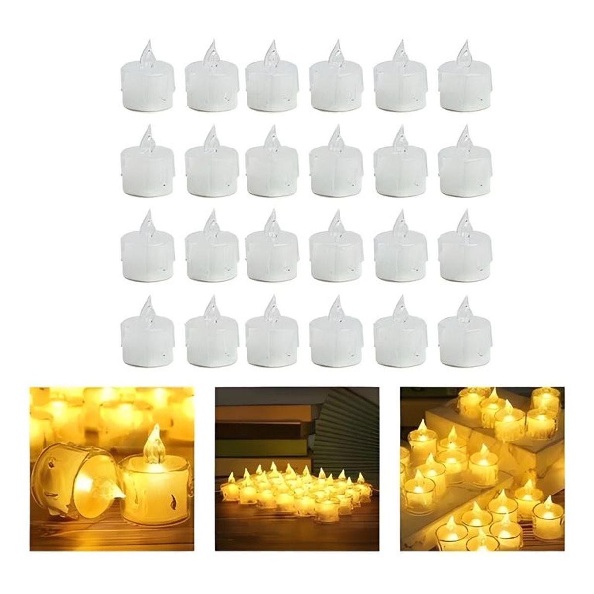 GENERICO - Pack 24 velas LED efecto llama gris