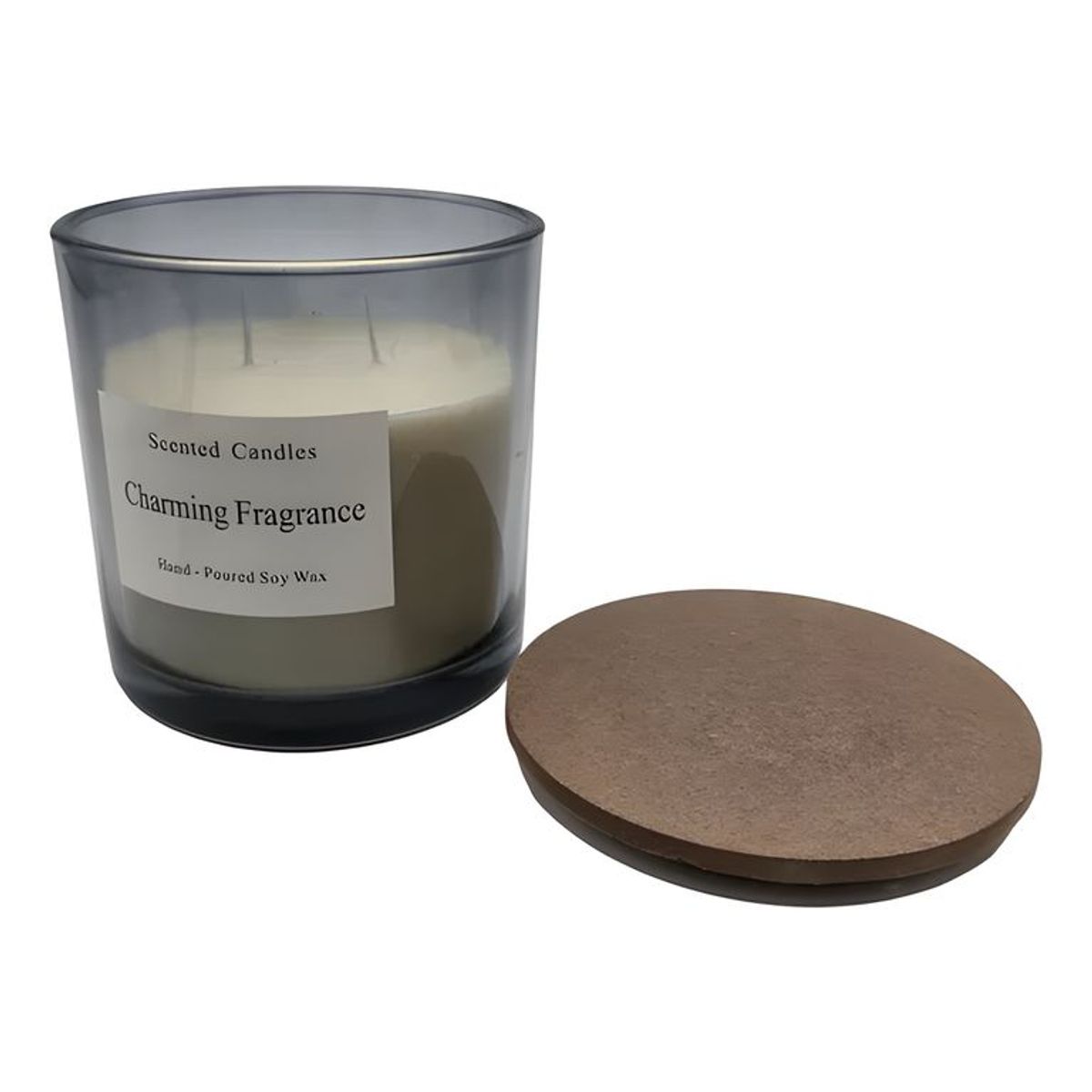 GENERICO - Vela aromática elegante recipiente blanco humo
