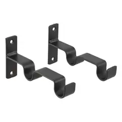 GENERICO - 2 Soportes Dobles Metal Para Barra Cortina Muro - Pared 19mm BELUG