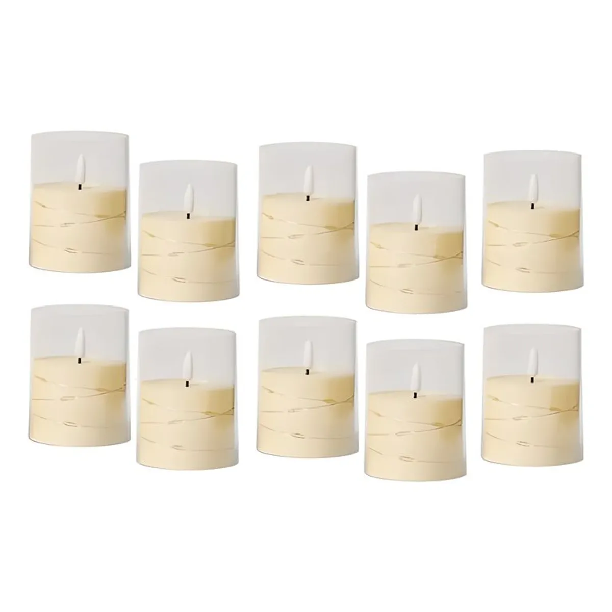 GENERICO - Pack 10 velas LED 10 cm luz cálida transparente