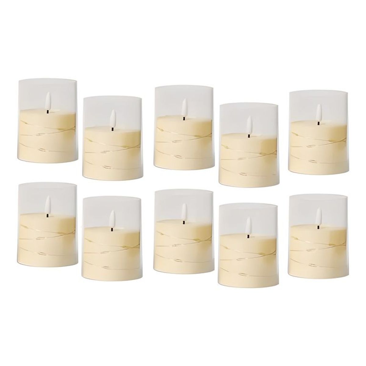 GENERICO - Pack 10 velas LED 10 cm luz cálida transparente