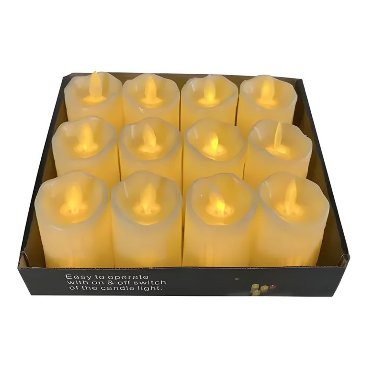 GENERICO - Pack 12 velas LED luz cálida 11 cm beige