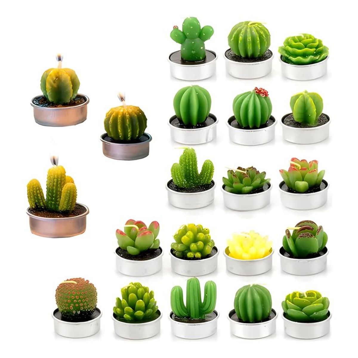 GENERICO - Kit 18 velas cactus souvenir verde limón