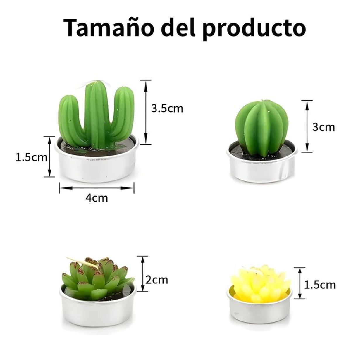 GENERICO - Kit 18 velas cactus souvenir verde limón