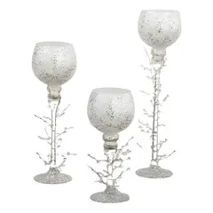 GENERICO - Set 3 copas porta velas plateado