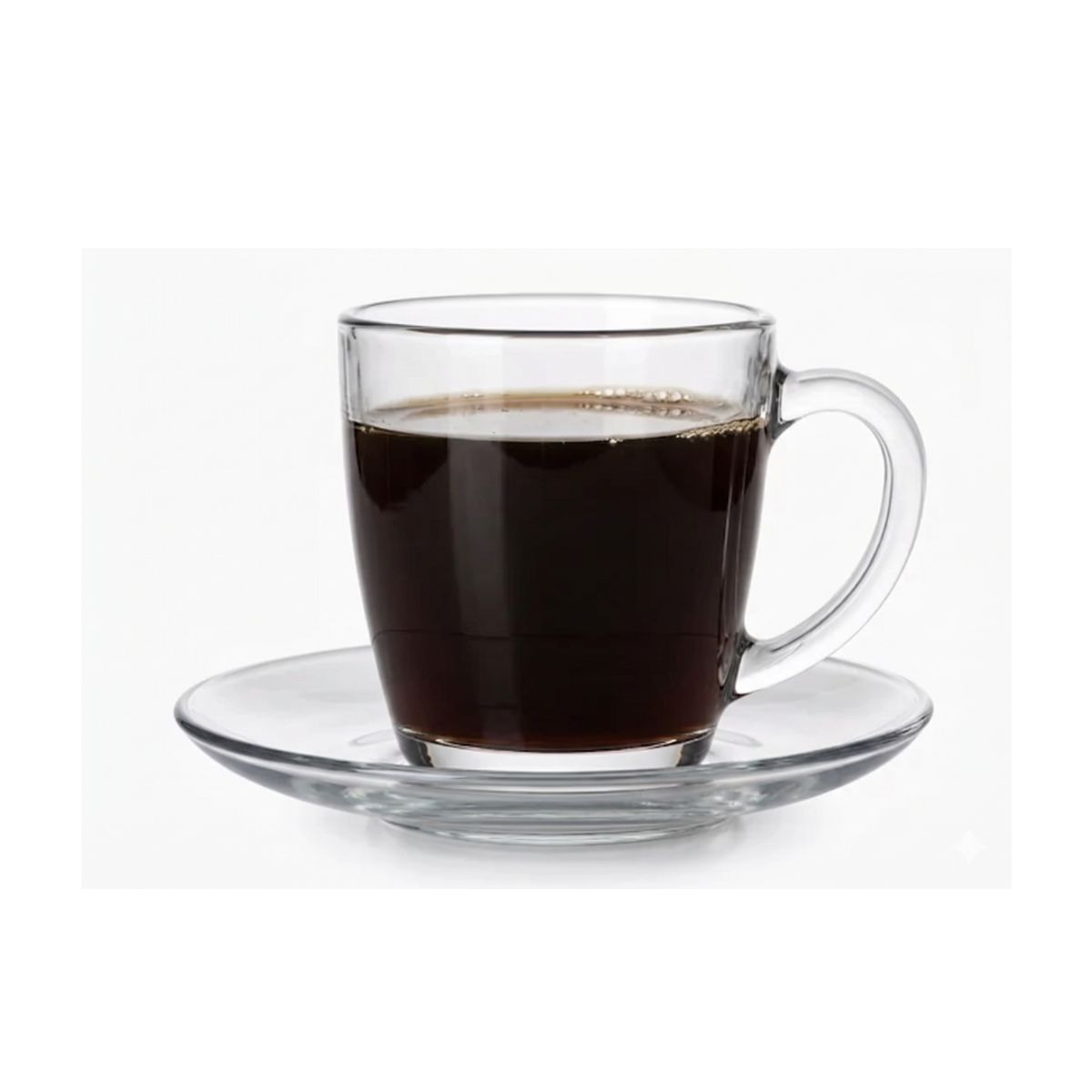 GENERICO - Set de 6 Tazas de Vidrio 310 ml con Platos de Vidrio