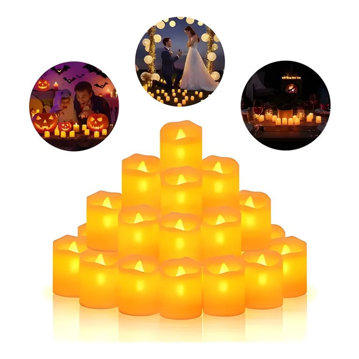 GENERICO - Pack 24 velas LED halloween decorativas