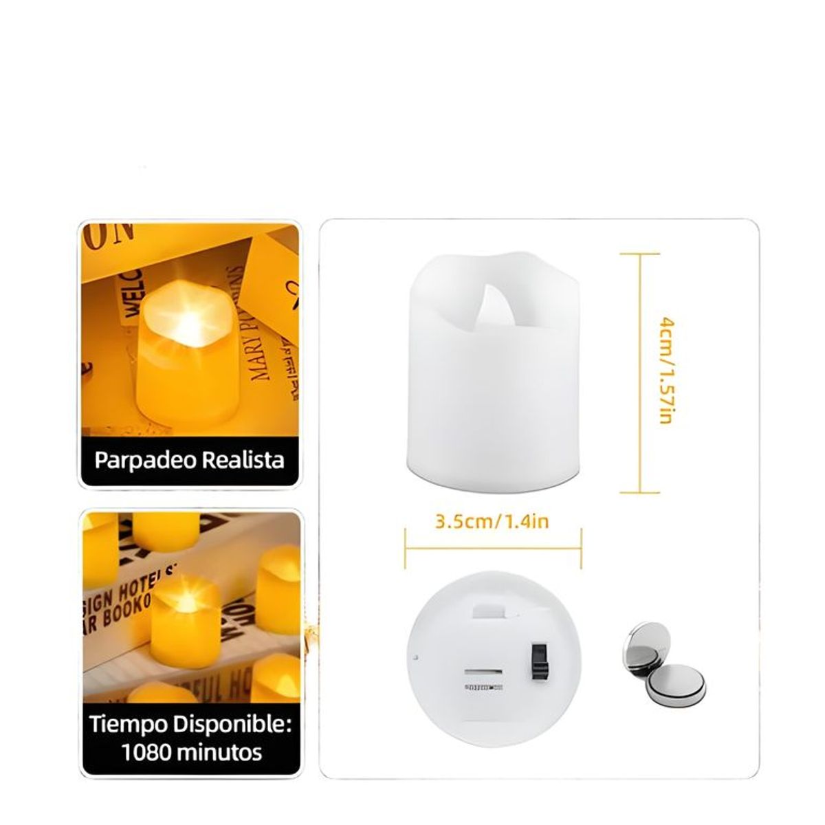 GENERICO - Pack 24 velas LED halloween decorativas