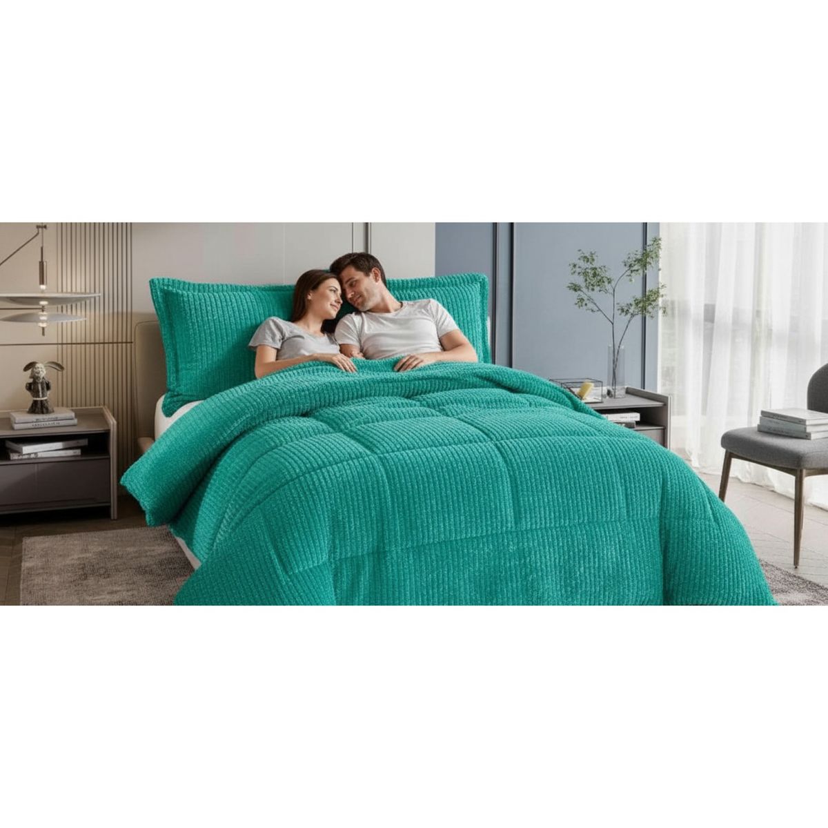 GENERICO - Cobertor Plumon Con Chiporro De 2 Plazas + 2 Fundas 230x250cm 100% POLIESTER