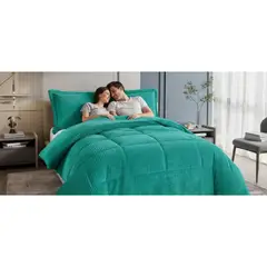 GENERICO - Cobertor Plumon Con Chiporro De 2 Plazas + 2 Fundas 230x250cm 100% POLIESTER