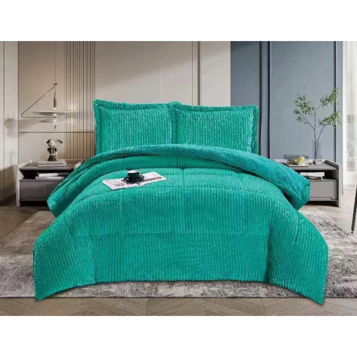 GENERICO - Cobertor Plumon Con Chiporro De 2 Plazas + 2 Fundas 230x250cm 100% POLIESTER