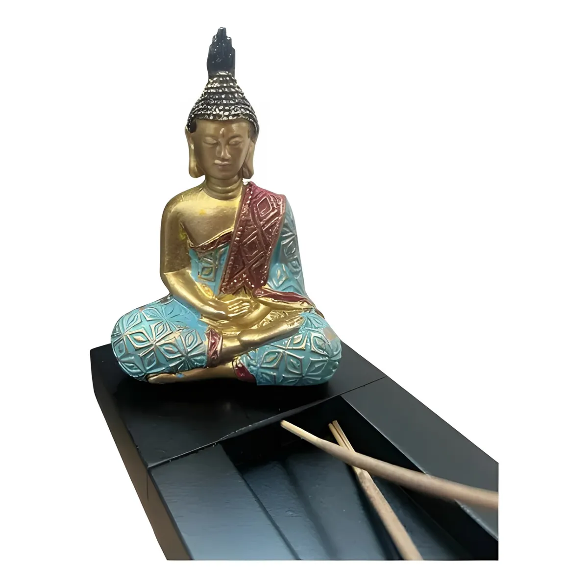 GENERICO - Porta vela Buda con porta incienso dorado