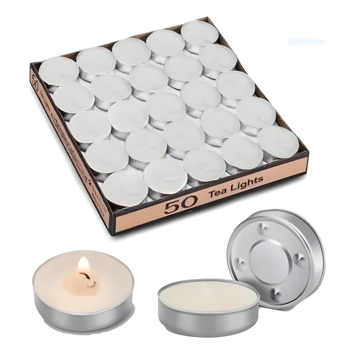 GENERICO - Pack 50 velas tea light blancas