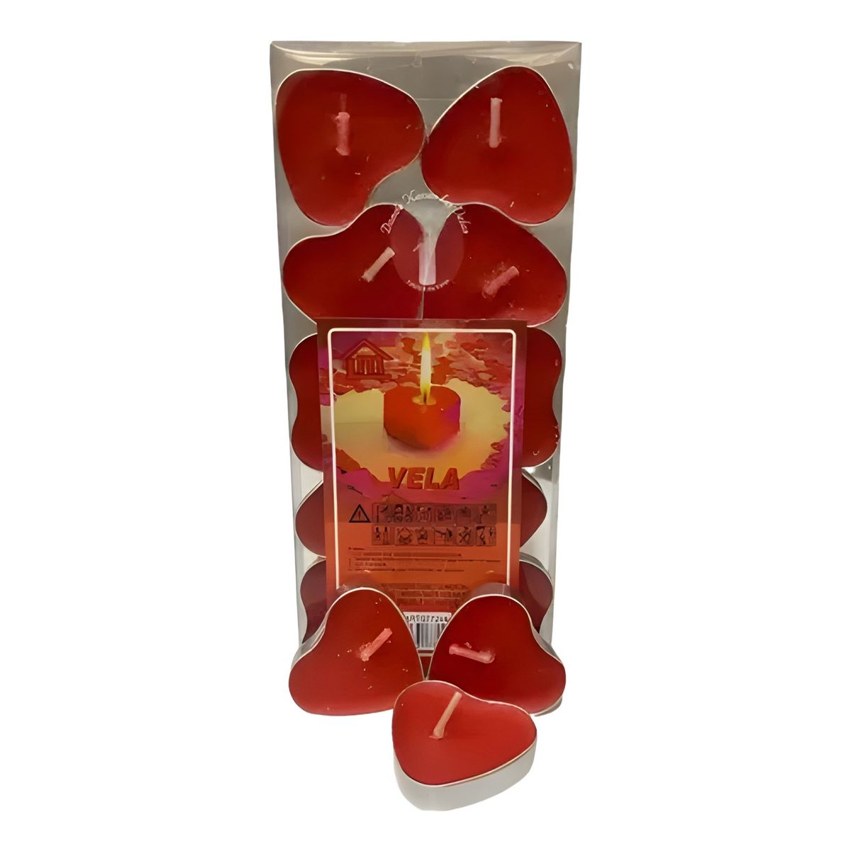 GENERICO - Velas corazón rojas pack 10 unidades
