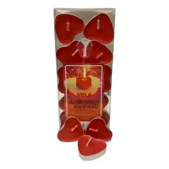 GENERICO - Velas corazón rojas pack 10 unidades