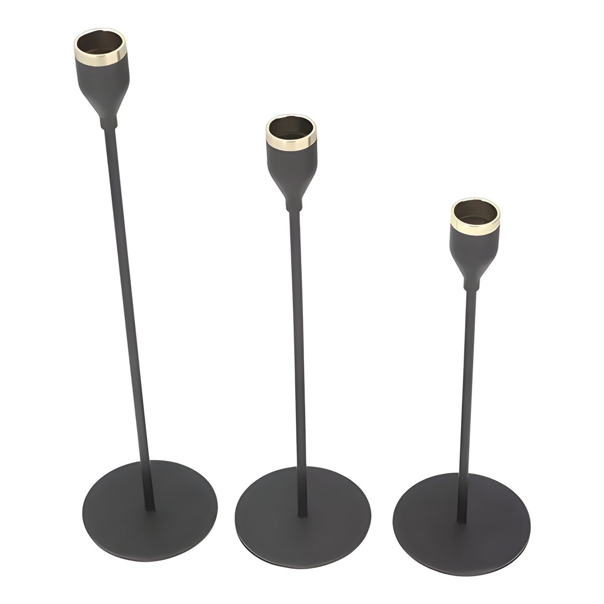 GENERICO - Pack 3 candelabros elegantes negro