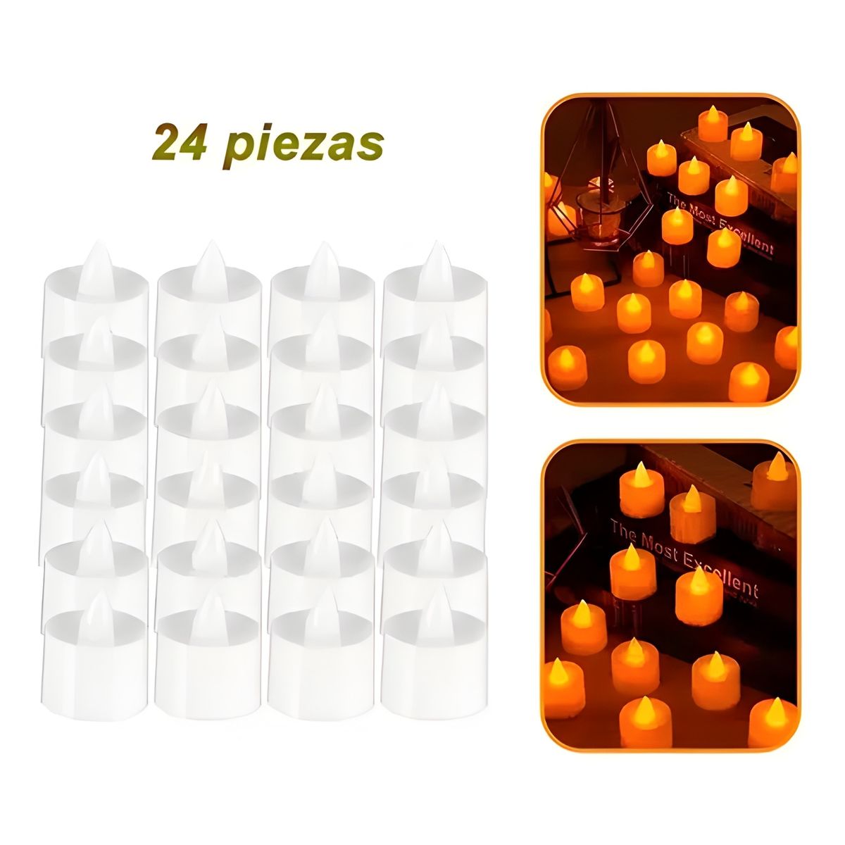 GENERICO - Pack 24 velas LED efecto llama 5