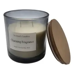 GENERICO - Vela aromática elegante recipiente blanco humo