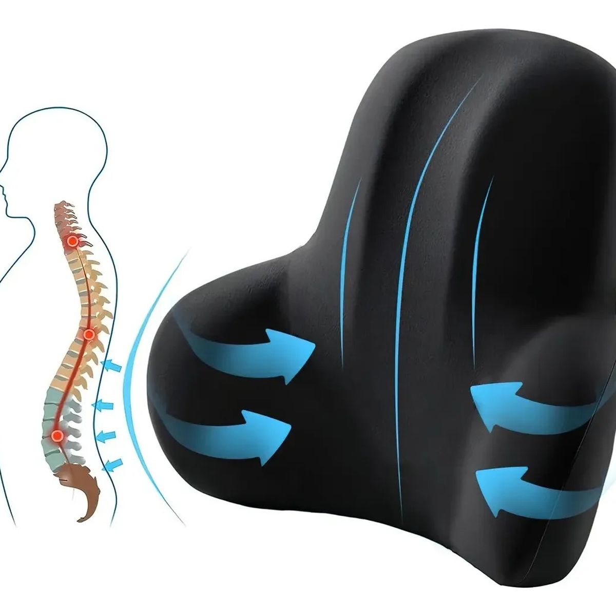 GENERICO - Cojin Soporte Lumbar Almohada Respaldo Sillas