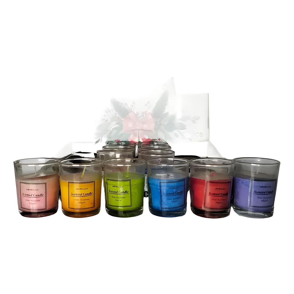 GENERICO - Pack 12 velas aromáticas en vaso vidrio surtidas