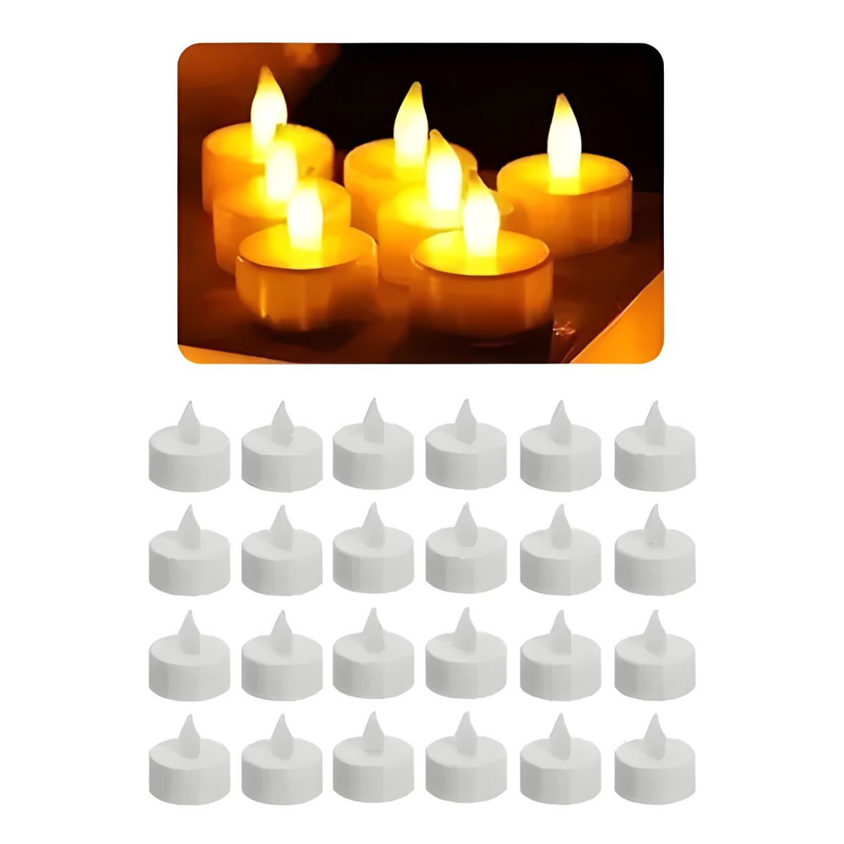 GENERICO - Pack 24 velas LED decorativas amarillas