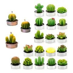 GENERICO - Kit 18 velas cactus souvenir verde limón