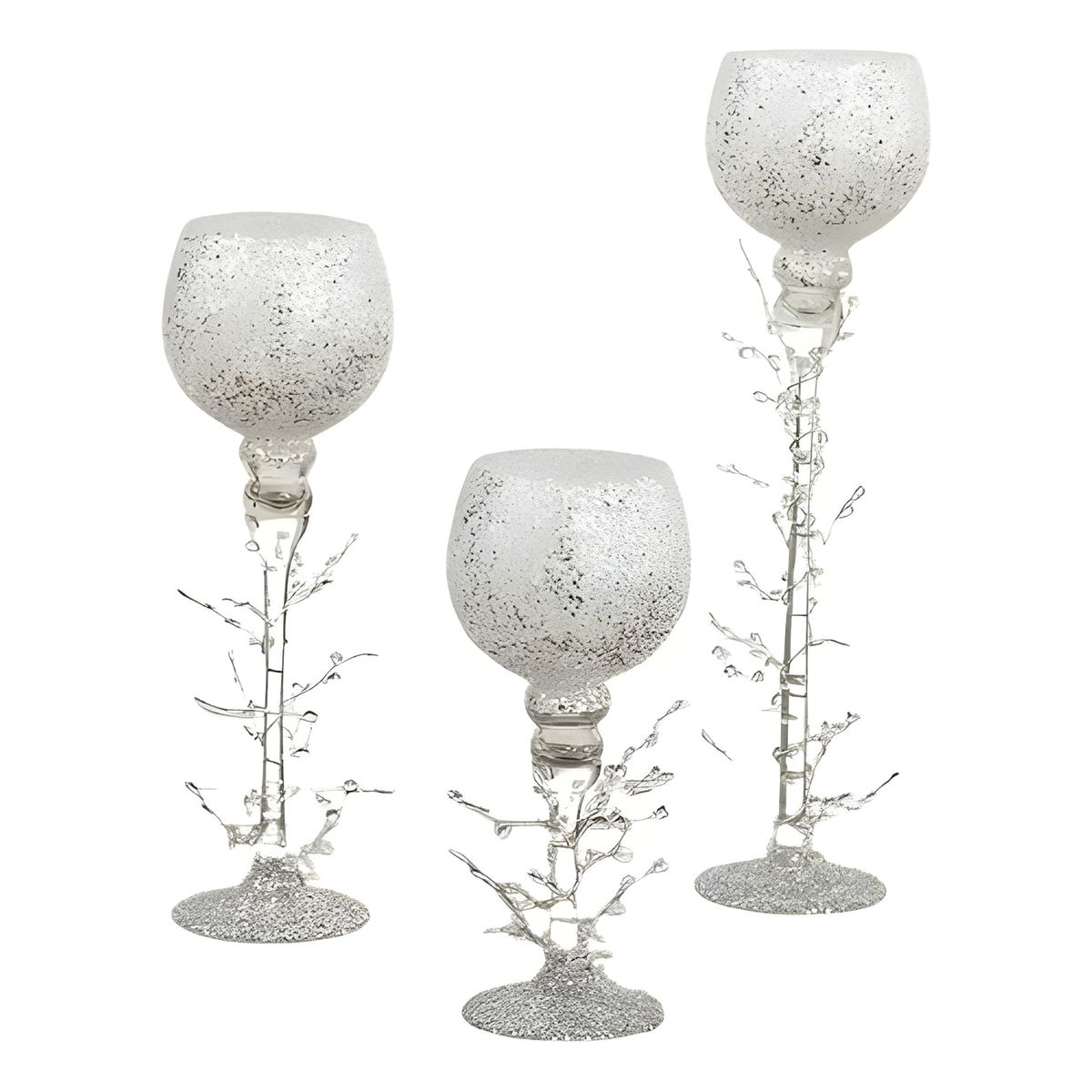 GENERICO - Set 3 copas porta velas plateado
