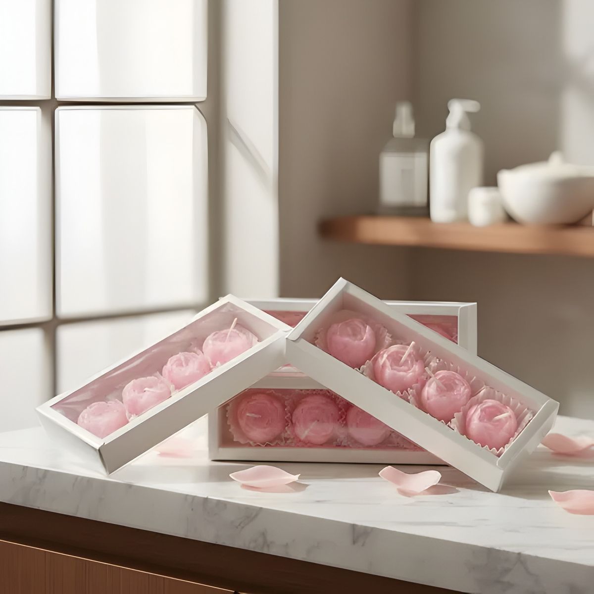 GENERICO - Set regalo velas de lujo aroma rosa 5
