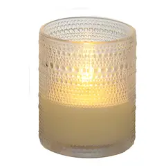 GENERICO - Fanal vidrio con vela LED blanco 3