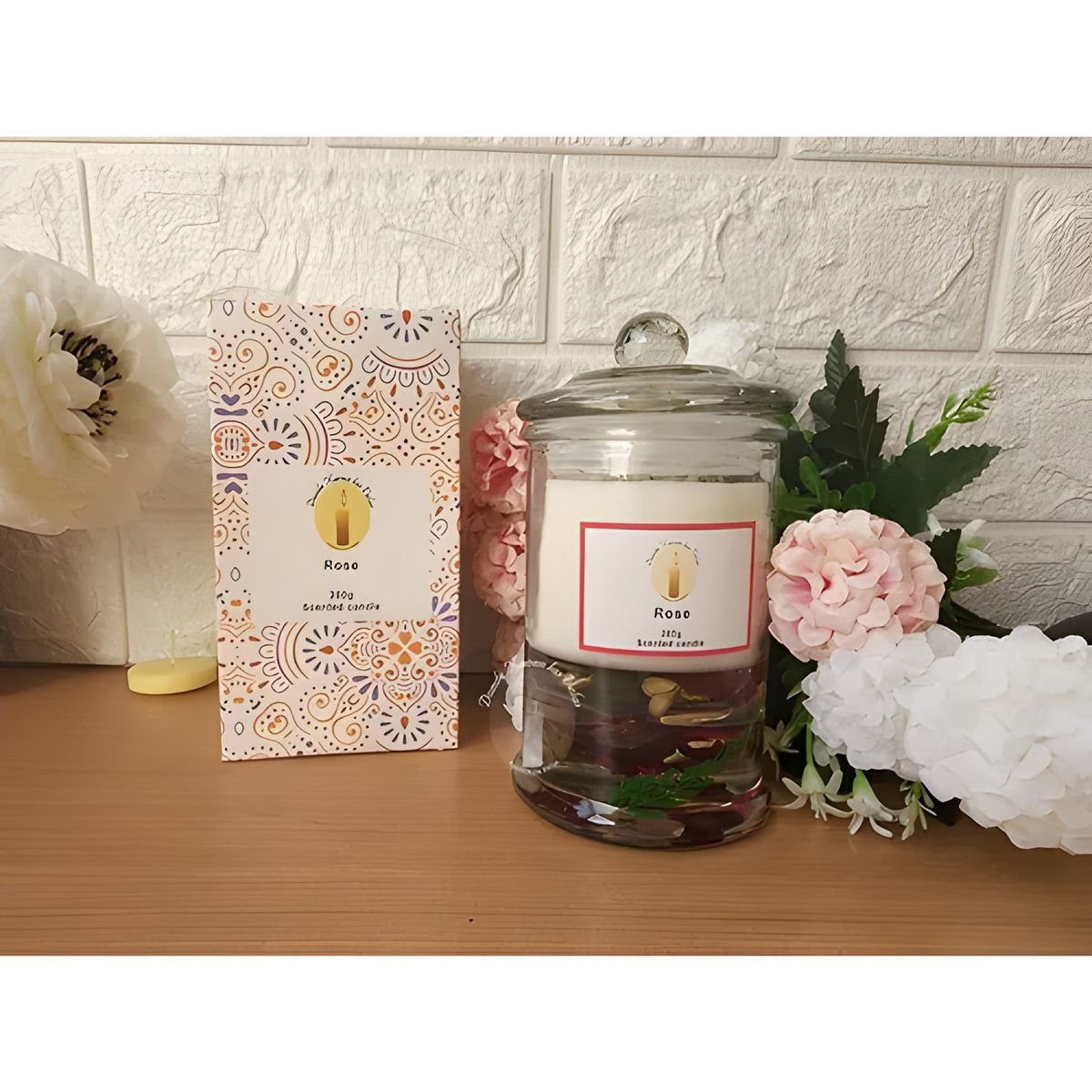 GENERICO - Vela aromática soya y gel en vaso vidrio rosa