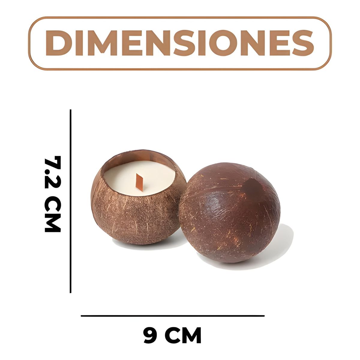 GENERICO - Set 5 cuencos coco con velas aromáticas beige
