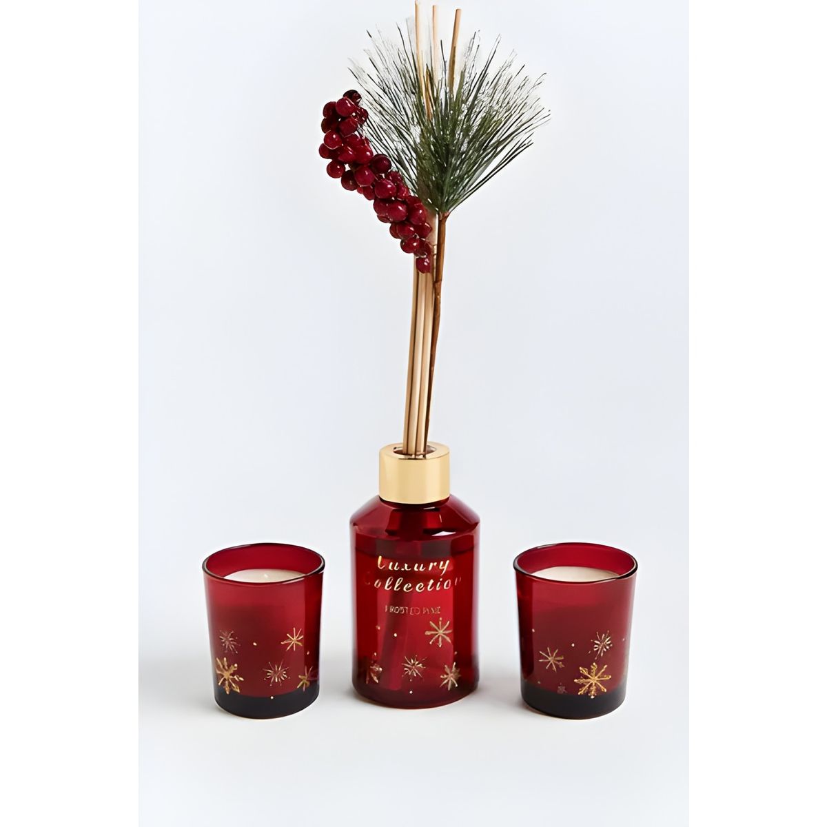 GENERICO - Set velas y aromatizador navideño rojo