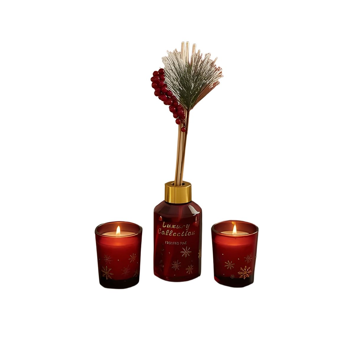 GENERICO - Set velas y aromatizador navideño rojo