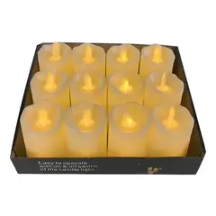 GENERICO - Pack 12 velas LED luz cálida 9 cm beige