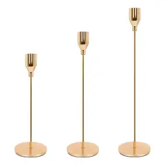 GENERICO - Pack 3 candelabros centro de mesa dorado