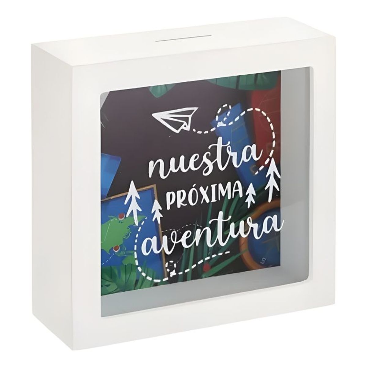 GENERICO - Alcancía de madera con visor 16x16x6,5 cm