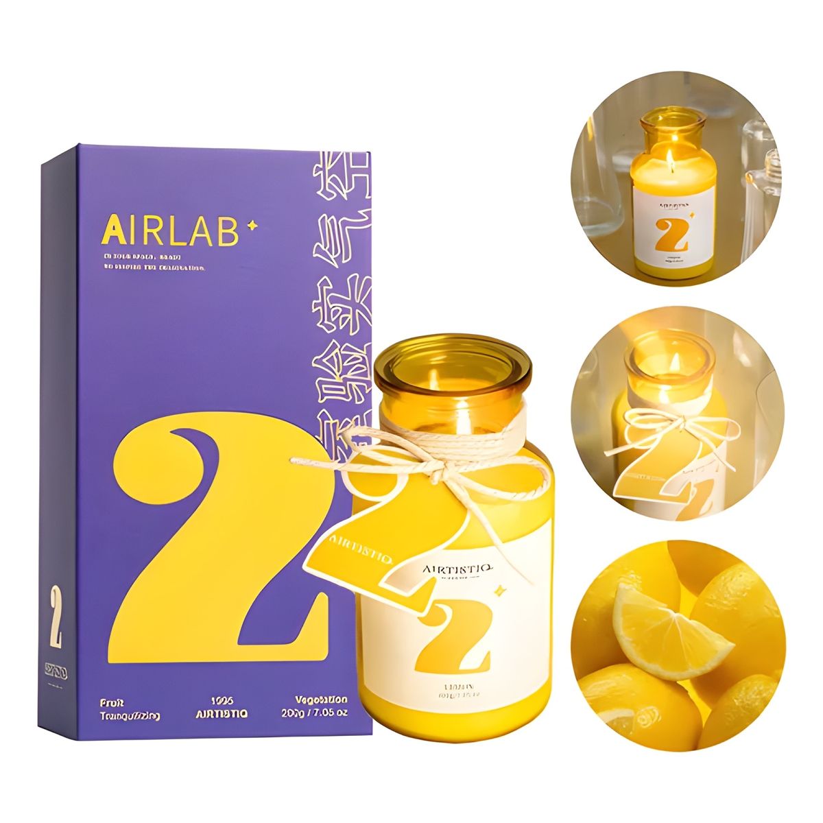 GENERICO - Vela aromática 200 g en frasco aroma amarillo limón