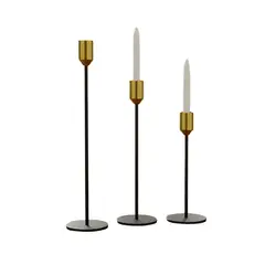 GENERICO - Set portavelas decorativos y negro dorado