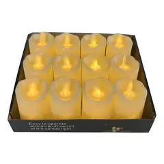 GENERICO - Pack 12 velas led luz cálida decorativas blanco