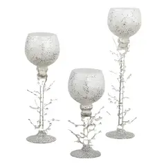 GENERICO - Set 3 copas portavelas decorativas plateado